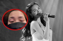 Fan xót xa hình ảnh mắt sưng húp của Hòa Minzy vì bận lịch trình đi hát dày đặc