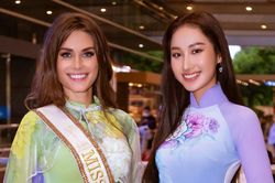 Miss Global 2019 đến Việt Nam, diện áo dài lụa đọ sắc vóc yêu kiều với Đoàn Hồng Trang