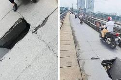 Khắc phục lỗ thủng trên cầu Long Biên