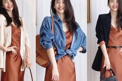 Chiêu mix đồ hack eo thon bụng phẳng với váy lụa