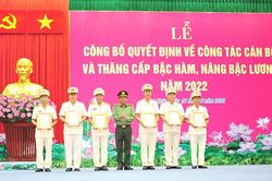Công an tỉnh tổ chức lễ thăng cấp bậc hàm, nâng bậc lương năm 2022