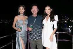 Hoa hậu Thùy Tiên diện váy trắng thanh lịch dự dạ tiệc cùng Mr. Nawat và Hoa hậu Hòa bình Thái Lan