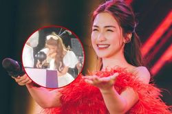 Xôn xao khoảnh khắc Hòa Minzy bật khóc trên sân khấu, phải liên tục dùng tay lau nước mắt?