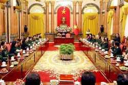 Phó Chủ tịch nước Võ Thị Ánh Xuân tiếp Đại đội nữ lái xe Trường Sơn