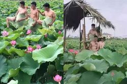 Diện áo yếm chụp ảnh hoa sen, hội anh em gây tranh cãi căng