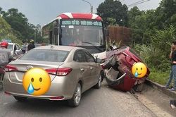 Thót tim cảnh xe khách vượt ẩu gây tai nạn liên hoàn