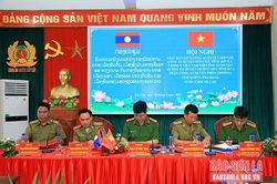 Hội nghị giao ban Công an Sốp Cộp, Sông Mã với Công an huyện Mường Ét, Mường Son, Phôn Thoong
