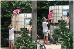Leo trèo khiến ông ngoại hết hồn, bé gái làm netizen 'cười muốn sảng'