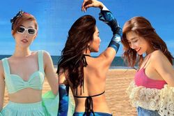 Thúy Ngân diện bikini 'cánh bướm' khoe đường cong cơ thể nhưng làn da của người đẹp mới là điều gây chú ý