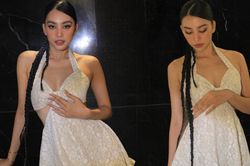 Tiểu Vy má hồng môi đỏ, thả dáng quyến rũ cùng mái tóc dài thướt thượt