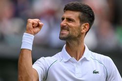 Djokovic ăn mừng kiểu lạ sau pha ghi điểm ngoạn mục ở Tứ kết Wimbledon