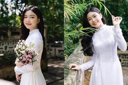 Con gái Quyền Linh 'đốn tim' cộng đồng mạng khi diện áo dài trắng