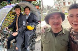 Hậu trường 'Chồng cũ vợ cũ người yêu cũ': NSƯT Quang Thắng cùng 'con trai' cưỡi xe máy cực chất