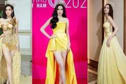 Hoa hậu Đỗ Thị Hà chuộng loạt váy áo gam màu vàng rực rỡ khoe đôi chân dài 1m1 gợi cảm