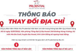 Prudential thông báo thay đổi địa chỉ