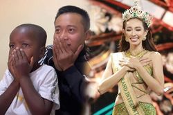 Cậu bé Châu Phi 'há hốc mồm' khi biết người mình hôn má là Hoa hậu quốc tế Thùy Tiên