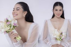 Phạm Hương đẹp mê ly trong bộ đồ cưới nhưng nhất quyết giấu kín chú rể