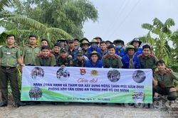 Thanh niên xung kích làm đường, xây cầu cho bà con tại huyện Tam Nông