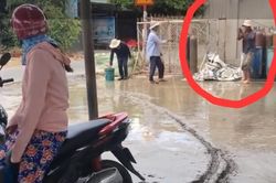 Đường bê tông mới đổ bị phá hoại, biểu cảm người thợ gây bão