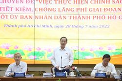 Phó Chủ tịch Quốc hội, Thượng tướng Trần Quang Phương chủ trì làm việc với TP Hồ Chí Minh về thực hành tiết kiệm, chống lãng phí