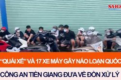 24 'quái xế' gây náo loạn Quốc lộ 1 bị Công an Tiền Giang đưa về đồn xử lý
