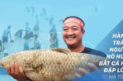 Hàng trăm người nô nức bắt cá hồ Đập Lổ ở Hà Tĩnh
