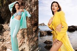 Hoa hậu Thùy Tiên diện đầm lưới hiểm hóc giữa nắng vàng biển xanh