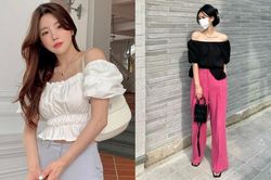 12 cách diện áo trễ vai từ phụ nữ Hàn vừa sang vừa thanh lịch