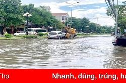 TP Việt Trì: Mưa to khiến nhiều tuyến phố bị ngập