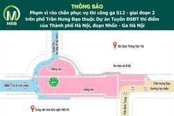 Phân luồng phục vụ thi công ga ngầm S12 đường sắt Nhổn-ga Hà Nội