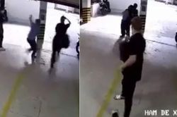 Clip nhân viên bảo vệ bị khống chế khi cầm dao chém người ở tầng hầm
