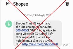 Giả mạo Shopee tuyển dụng nhân viên lương 1 triệu/ngày
