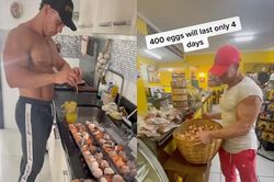 Cơ bắp 'khủng' của lực sĩ ăn 100 quả trứng mỗi ngày