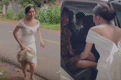 Cười nghiêng ghế cảnh cô dâu xách váy đuổi theo níu kéo bạn thân