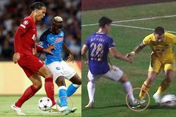 Van Dijk giẫm chân đối thủ giống Duy Mạnh, trọng tài rút thẻ vàng và bắt phạt đền