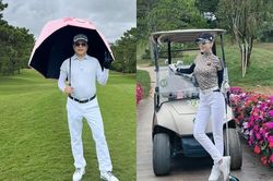 Phương Oanh công khai hình ảnh hẹn hò với Shark Bình ở sân golf