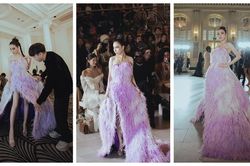 Hoàng Dung diện váy đính lông vũ nổi bật show của NTK Trần Hùng ở London