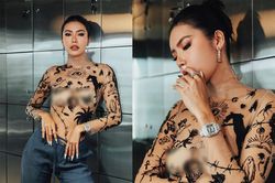 Minh Tú diện áo xuyên thấu táo bạo nhưng mọi sự chú ý lại va vào cổ tay siêu mẫu