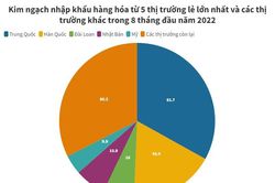 Các thị trường nhập khẩu lớn nhất của Việt Nam 8 tháng đầu năm