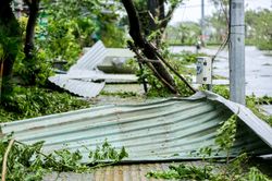 Cây bật gốc la liệt, tôn bay khắp phố Đà Nẵng sau khi bão Noru quét qua