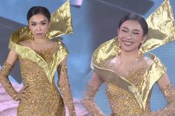 Khán giả chưng hửng khi nhìn thấy đầm dạ hội của Nguyên Thảo: Khác xa bản vẽ, catwalk còn 'xu'