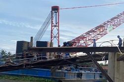 Sập giàn giáo thi công cầu Mỹ Thuận 2, một công nhân mất tích