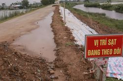 Đê tả sông Mã sụt lún dài 1km, đe dọa hơn 29 nghìn dân ở Thanh Hóa