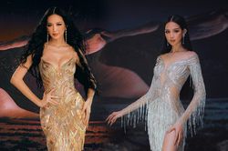 Á hậu Bảo Ngọc 'nhá hàng' váy dạ hội Chung kết Miss Intercontinental: Vàng quyền lực hay bạc quyến rũ?
