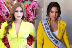 Thiên Ân diện đồ vàng tươi đi phỏng vấn kín, dân tình ngỡ ngàng: 'Tưởng đâu Miss Universe Harnaaz Sandhu'