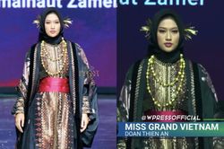 Thiên Ân làm vedette 'quét sạch' sàn diễn thời trang Muslim 2023 tại Indonesia
