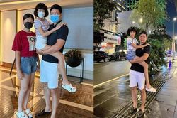 Cao gần bằng mẹ, con gái út nhà Bình Minh vẫn được bố bế