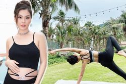 Á hậu Diễm Trang bụng vượt mặt vẫn 'trồng cây chuối' điêu luyện