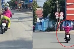 Nữ tài xế lạng lách, đánh võng, buông 2 tay giữa làn ô tô ở Bình Dương