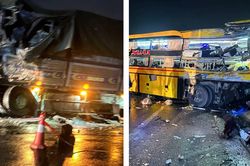Tai nạn thảm khốc giữa xe khách và xe tải, 2 người chết, 13 người bị thương